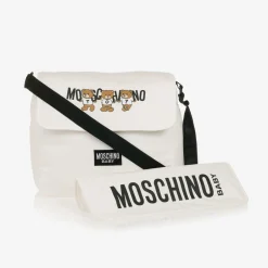 Moschino Baby Ivory Teddy Bear Logo Cotton Changing Bag (39cm)