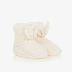 Tartine et Chocolat Ivory Wool & Cashmere Knitted Booties Clearance