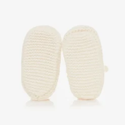 Tartine et Chocolat Ivory Wool & Cashmere Knitted Booties Clearance