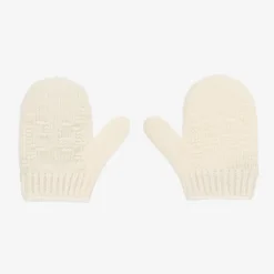 Gucci Ivory Wool GG Baby Mittens Hot
