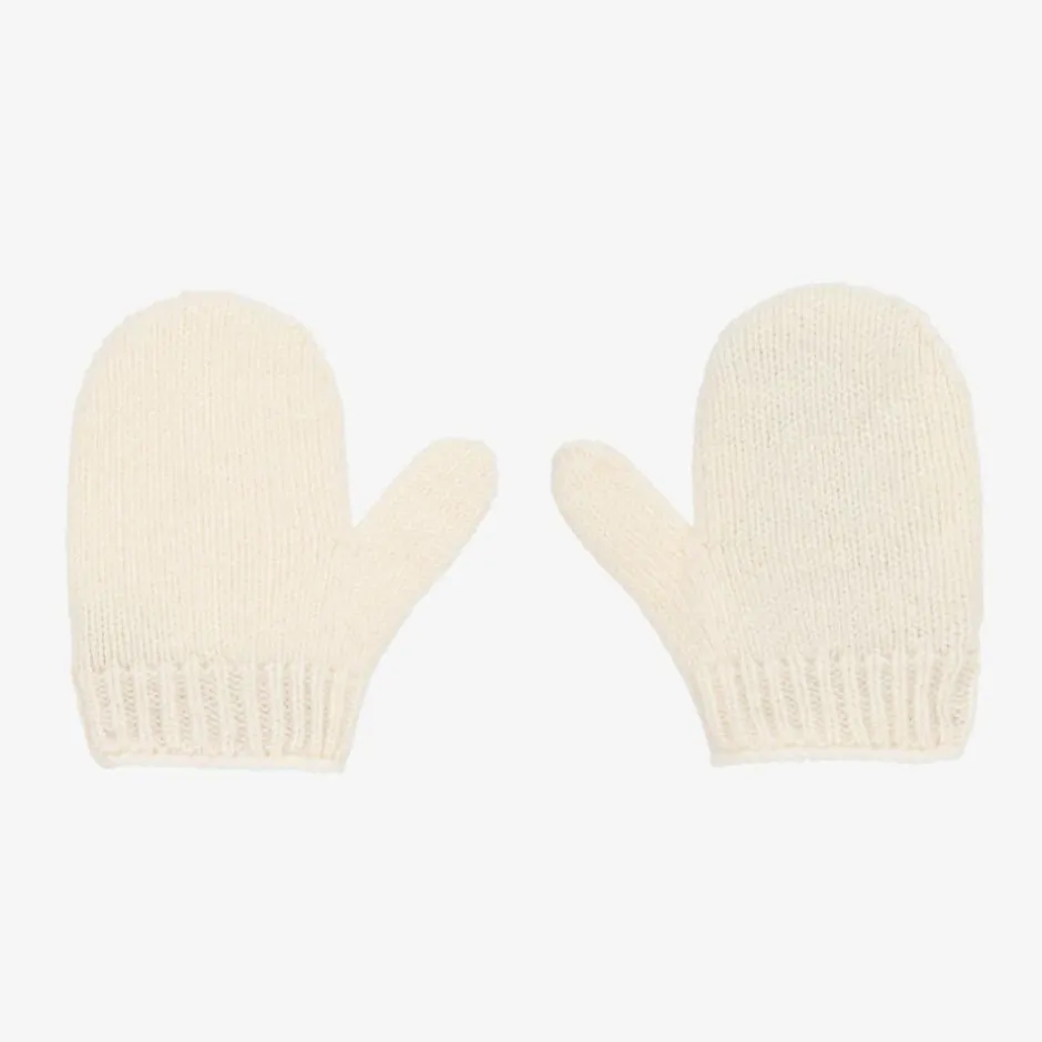 Gucci Ivory Wool GG Baby Mittens Hot