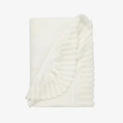 Paz Rodríguez Ivory Wool Knit Baby Shawl (106cm) Sale