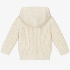 1 + in the family Ivory Wool Knit Hooded Baby Cardigan Online