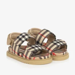 Burberry Junior Archive Beige Check Sandals Discount