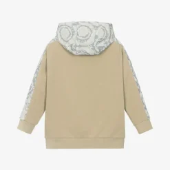 Versace Junior Boys Beige Cotton Barocco Hoodie Outlet
