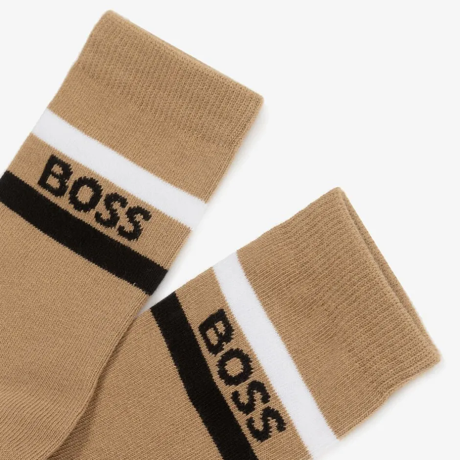 BOSS Junior Boys Black & Beige Socks (3 Pack) New