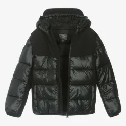 Guess Junior Boys Black Hooded Puffer Jacket Outlet