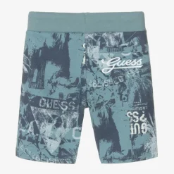 Guess Junior Boys Blue Cotton Palm Tree Shorts Discount