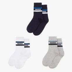 BOSS Junior Boys Navy Blue & Grey Socks (3 Pack) Hot