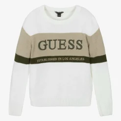 Guess Junior Boys White Knitted Jumper Hot