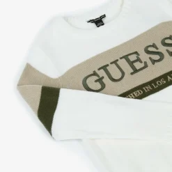 Guess Junior Boys White Knitted Jumper Hot