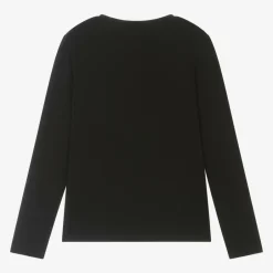 Guess Junior Girls Black Cotton Diamanté Top Discount