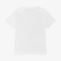Versace Junior White & Gold Logo Cotton T-Shirt Sale