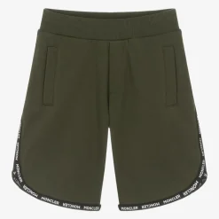 Moncler Enfant Khaki Green Logo Shorts Online