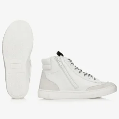 Moncler Enfant Leather High-Top Logo Trainers New