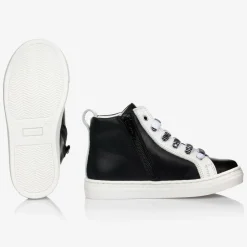 Moschino Kid-Teen Leather High-Top Logo Trainers Clearance