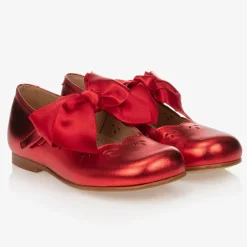 Childrens Classics Metallic Red Leather Shoes Discount