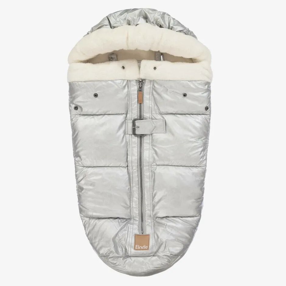Elodie Metallic Silver Padded Footmuff (90cm) SilverSheen Outlet