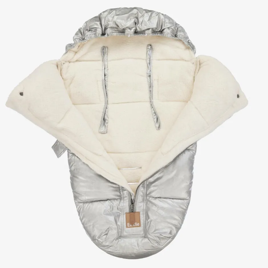 Elodie Metallic Silver Padded Footmuff (90cm) SilverSheen Outlet