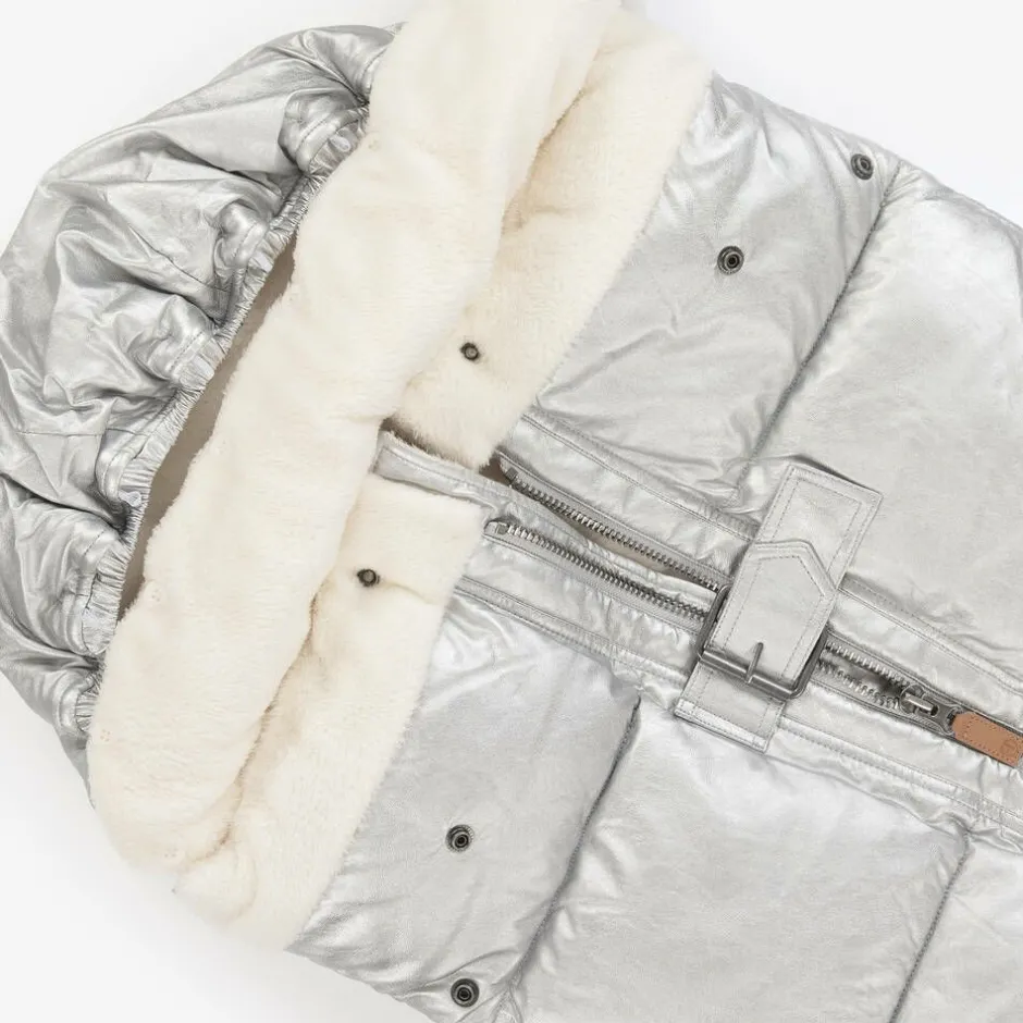Elodie Metallic Silver Padded Footmuff (90cm) SilverSheen Outlet