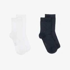 Falke Navy Blue & White Cotton Socks (2 Pack) Clearance