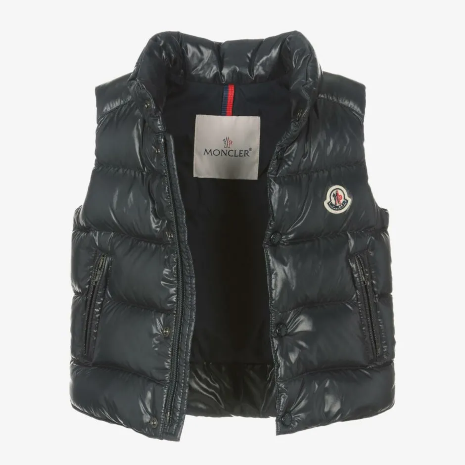 Moncler Enfant Navy Blue Bernard Down Padded Gilet New