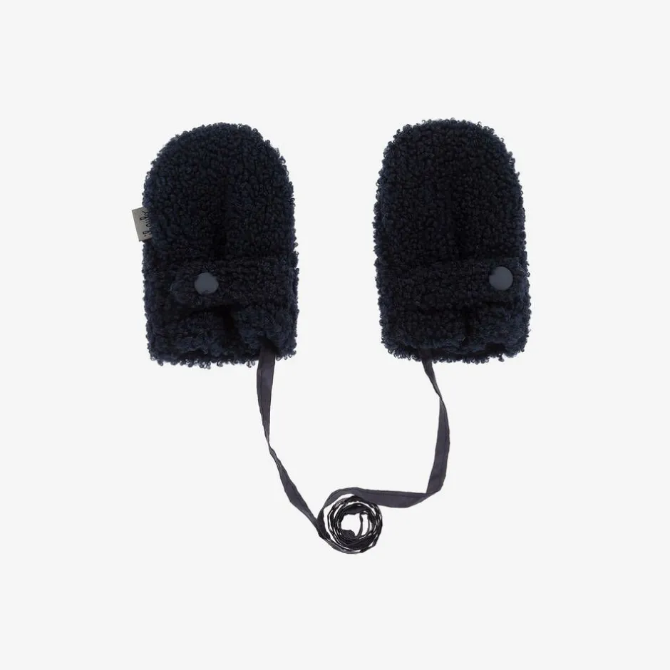 Il Gufo Navy Blue Bouclé Fleece Mittens Best