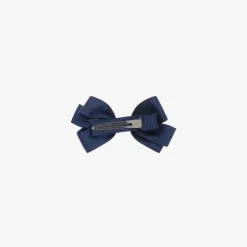 Peach Ribbons Navy Blue Bow Hair Clip (7cm) Hot