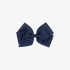 Peach Ribbons Navy Blue Bow Hair Clip (12cm) Clearance