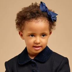 Peach Ribbons Navy Blue Bow Hair Clip (12cm) Clearance