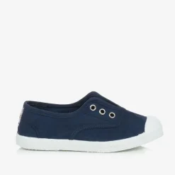 Pisamonas Navy Blue Canvas Slip-On Trainers Discount