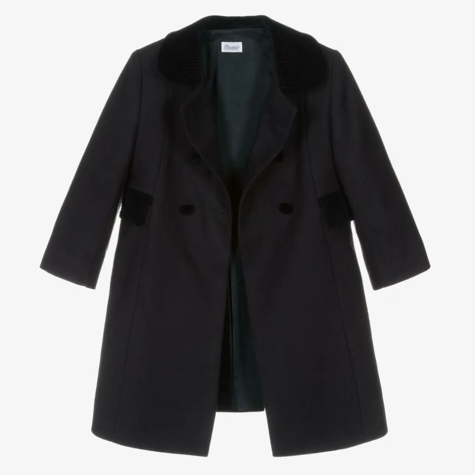 Ancar Navy Blue Classic Wool Coat Best