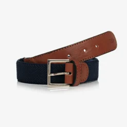 Zaccone Navy Blue Cotton & Leather Belt Hot