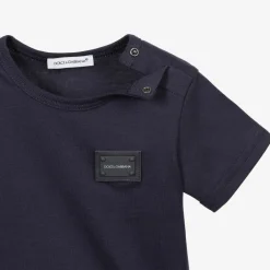 Dolce amp; Gabbana Navy Blue Cotton Baby T-Shirt Best