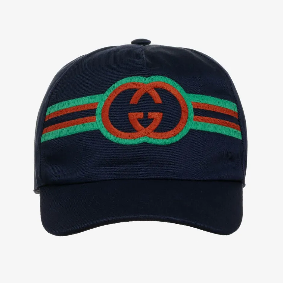 Gucci Navy Blue Cotton Cap Discount