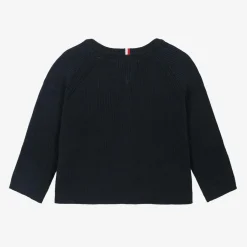 Tommy Hilfiger Navy Blue Cotton Knit Baby Cardigan Online