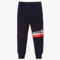 Gucci Navy Blue Cotton Logo Joggers Clearance