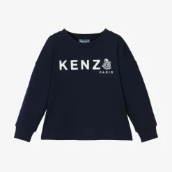 KENZO KIDS Navy Blue Cotton Snake Top Clearance