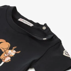 Moncler Enfant Navy Blue Cotton Squirrel Logo T-Shirt Sale