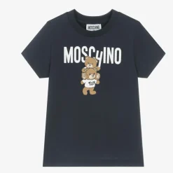 Moschino Kid-Teen Navy Blue Cotton Teddy Bear T-Shirt Hot