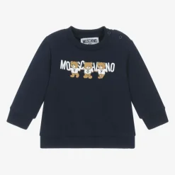 Moschino Baby Navy Blue Cotton Teddy Bear Sweatshirt Outlet