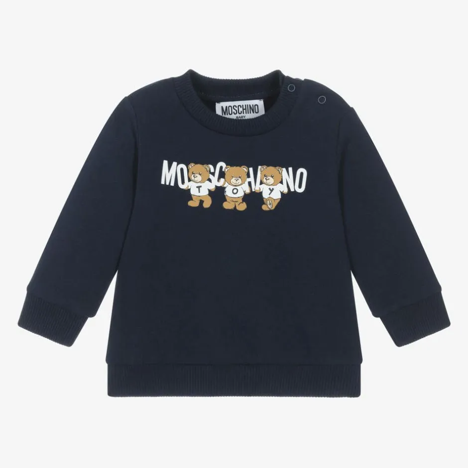 Moschino Baby Navy Blue Cotton Teddy Bear Sweatshirt Outlet