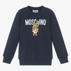 Moschino Kid-Teen Navy Blue Cotton Teddy Bear Sweatshirt Clearance