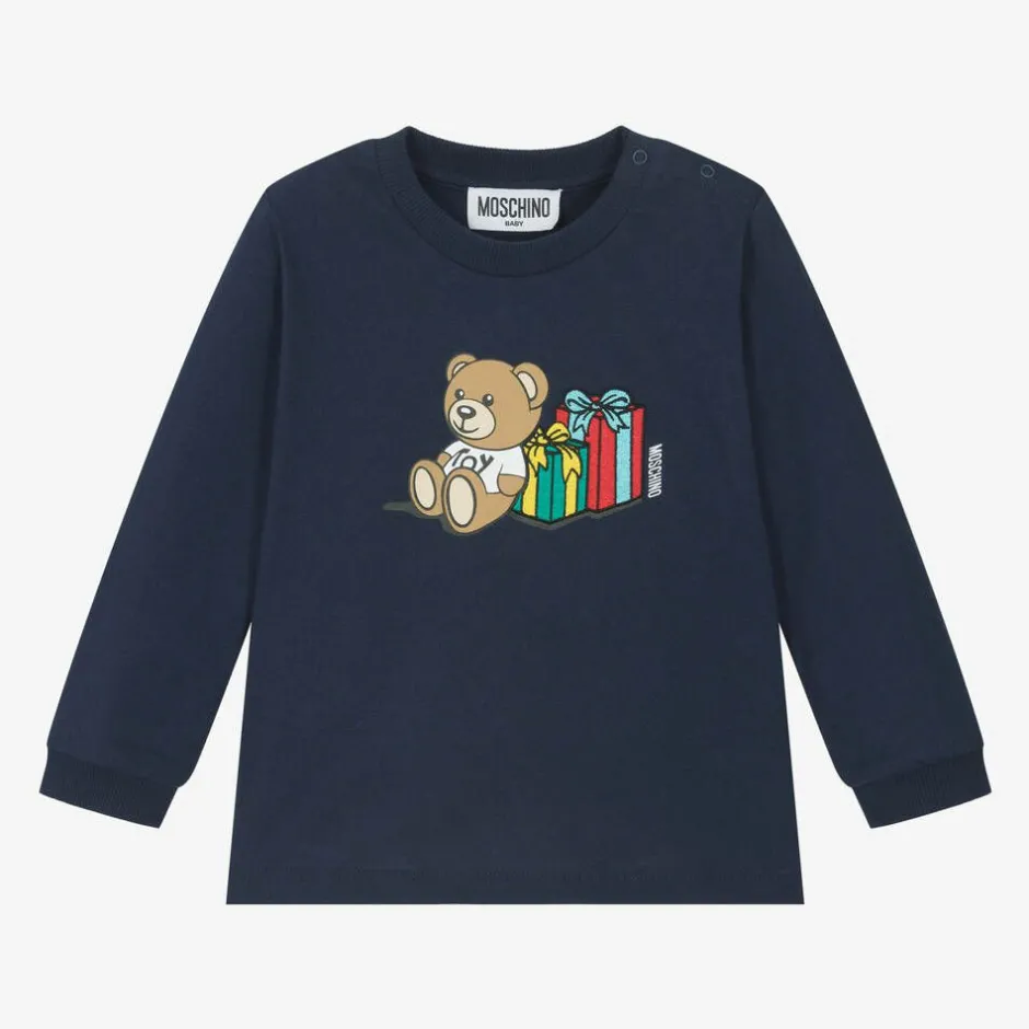 Moschino Baby Navy Blue Cotton Teddy Bear Baby Top Hot