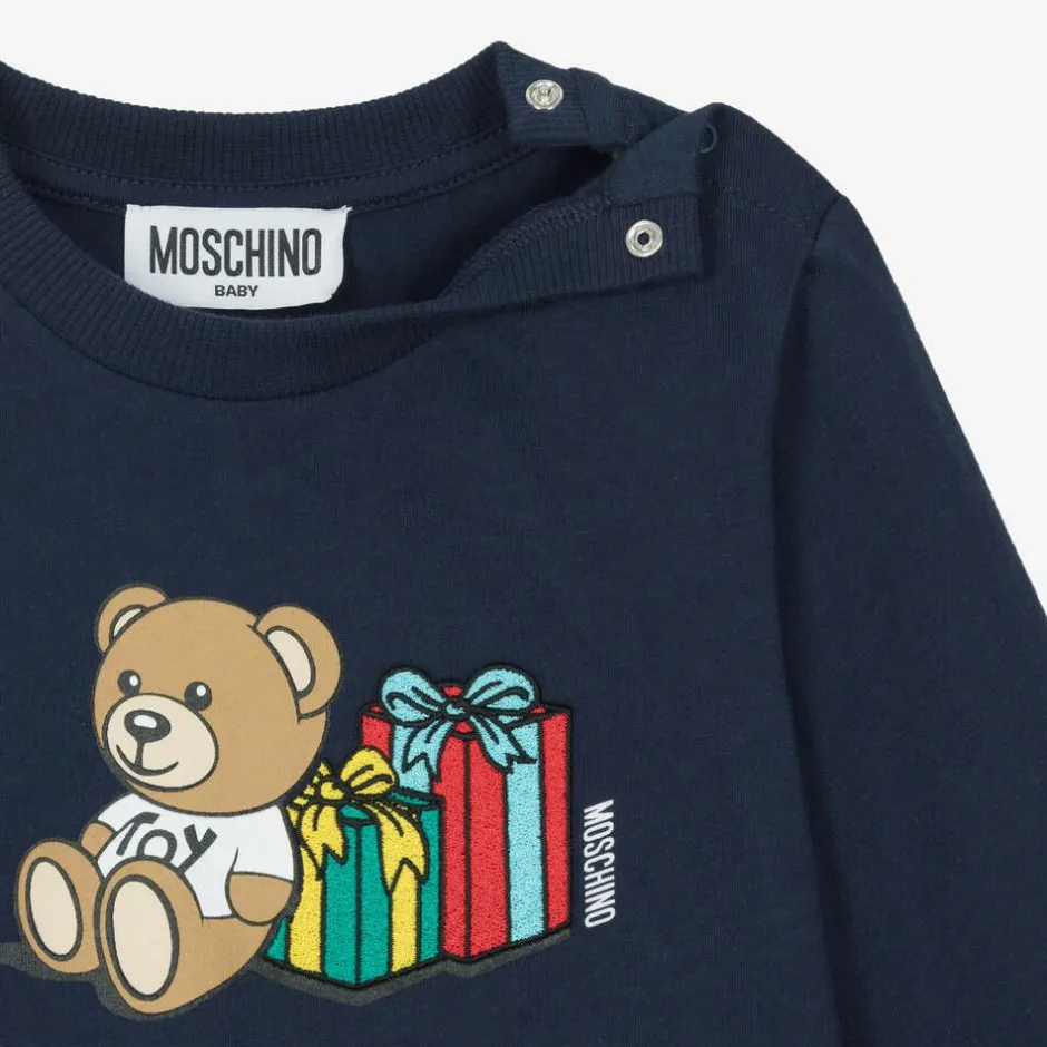 Moschino Baby Navy Blue Cotton Teddy Bear Baby Top Hot