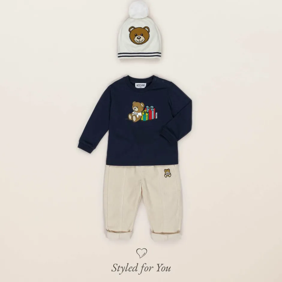 Moschino Baby Navy Blue Cotton Teddy Bear Baby Top Hot