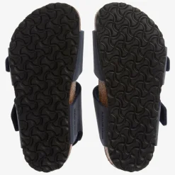 Birkenstock Navy Blue Faux Leather Sandals Discount