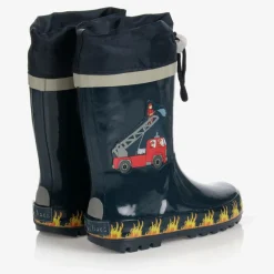 Playshoes Navy Blue Fire Truck Rain Boots