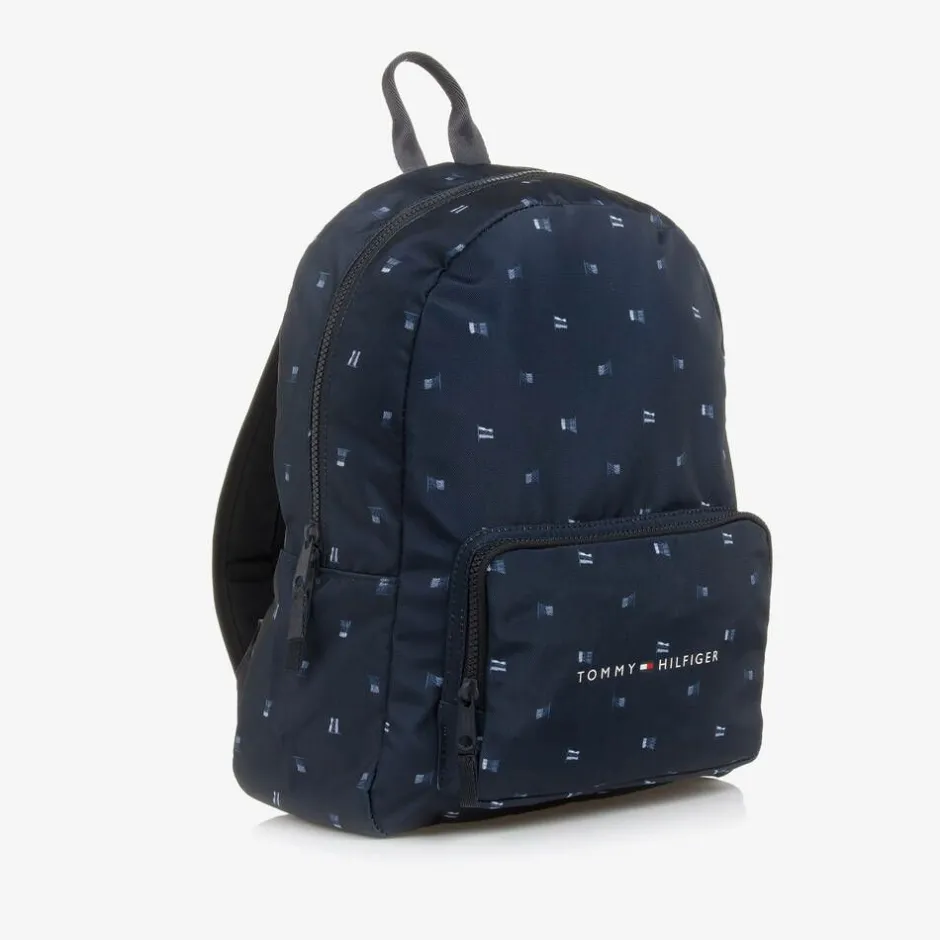 Tommy Hilfiger Navy Blue Flags Canvas Backpack (40cm)