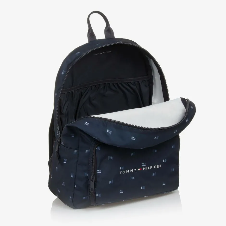 Tommy Hilfiger Navy Blue Flags Canvas Backpack (40cm)